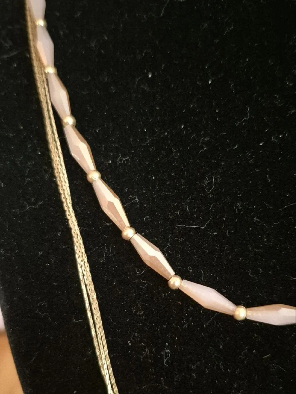 Gold Layered Necklace with Pink Beaded Strand